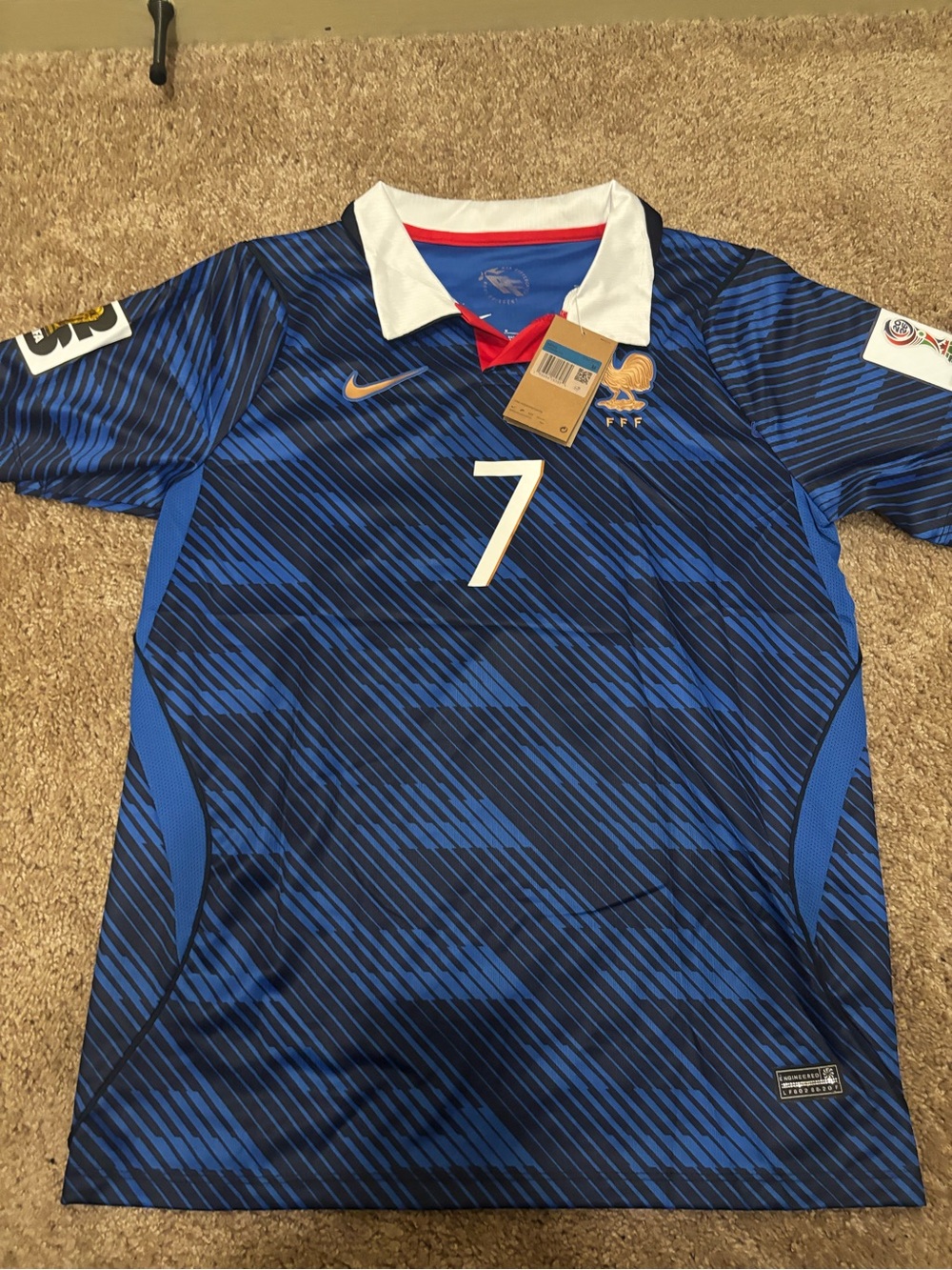 Nike France Blue Football Jersey with Gold #7